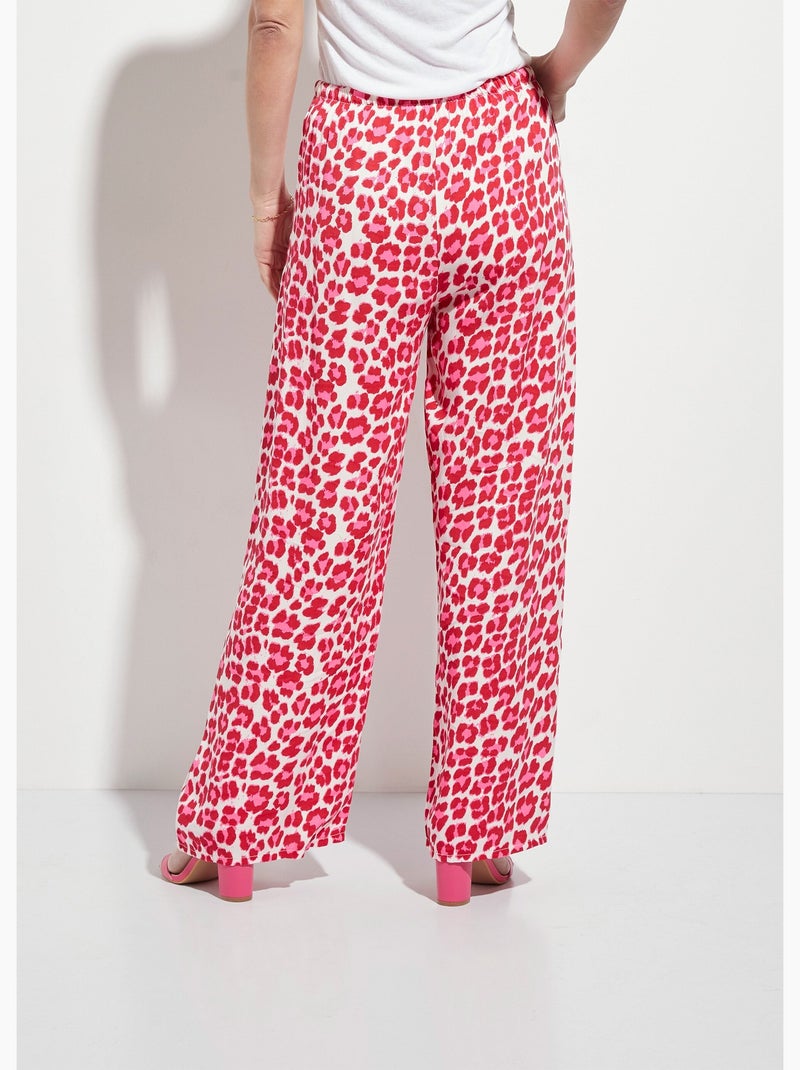 Pantalon large avec motif léopard fluo - AFIBEL Rose rouge - Kiabi