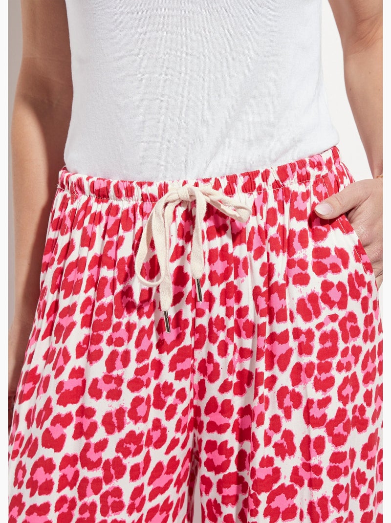 Pantalon large avec motif léopard fluo - AFIBEL Rose rouge - Kiabi