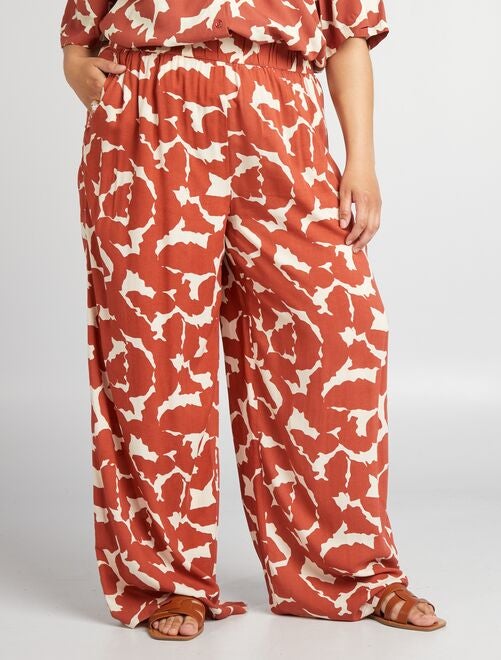 Pantalon large avec motifs et taille élastiquée - Kiabi