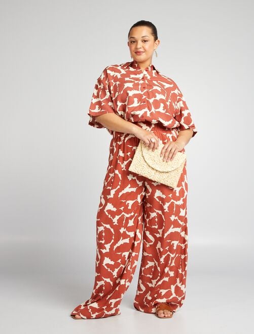 Pantalon large avec motifs et taille élastiquée - Kiabi