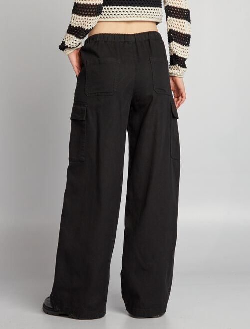Pantalon Cargo Baggy Pour Femme - Noir - Jambes Larges - Pantalon