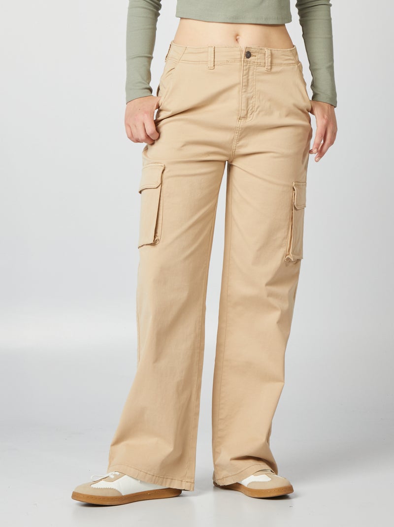 Pantalon large avec poches sur les côtés Beige - Kiabi