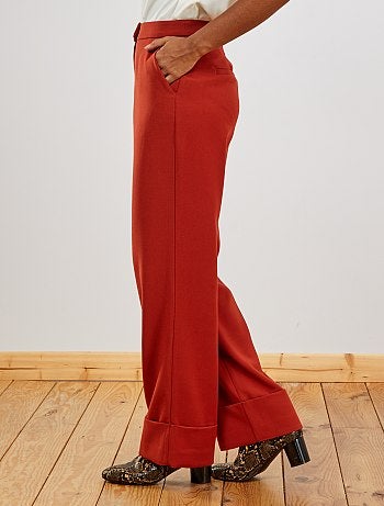 Pantalon large avec revers - Kiabi