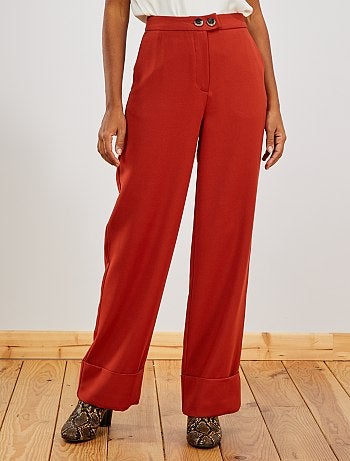 Pantalon large avec revers - Kiabi