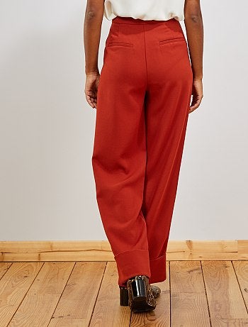 Pantalon large avec revers - Kiabi
