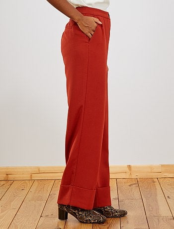 Pantalon large avec revers - Kiabi