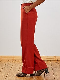 Pantalon large avec revers - Kiabi