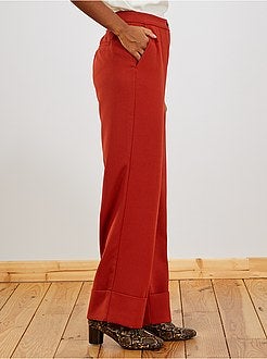 Pantalon large avec revers - Kiabi
