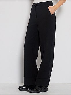 Pantalon large avec revers - Kiabi