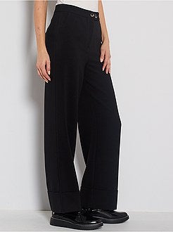 Pantalon large avec revers - Kiabi