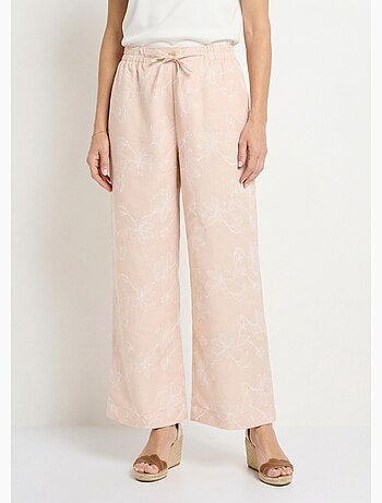 Pantalon large avec sérigraphies fleurs - Afibel