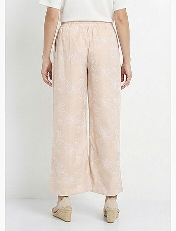 Pantalon large avec sérigraphies fleurs - Afibel