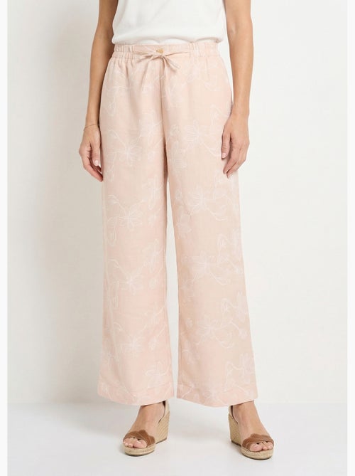 Pantalon large avec sérigraphies fleurs - Afibel - Kiabi