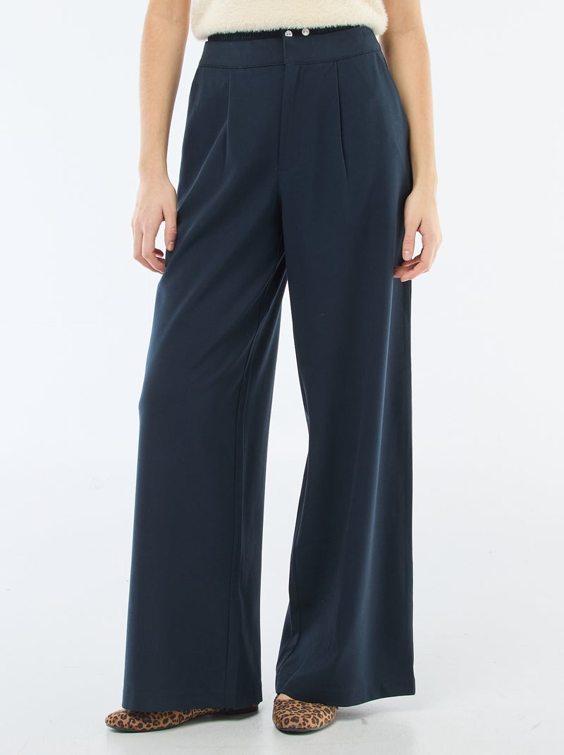 Pantalon large avec taille boxer Bleu marine - Kiabi