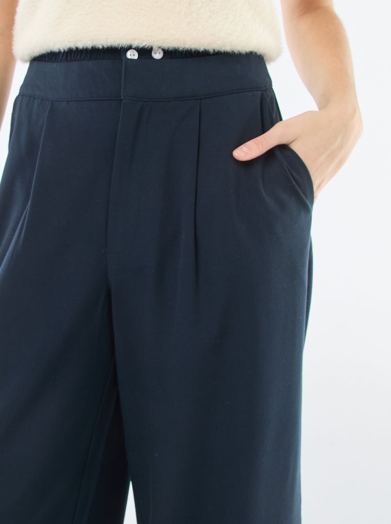 Pantalon large avec taille boxer Bleu marine - Kiabi
