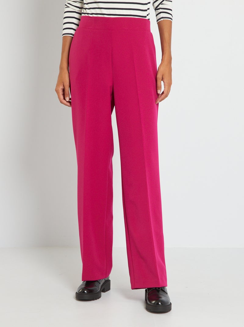 Pantalon large avec taille élastiquée Rose - Kiabi