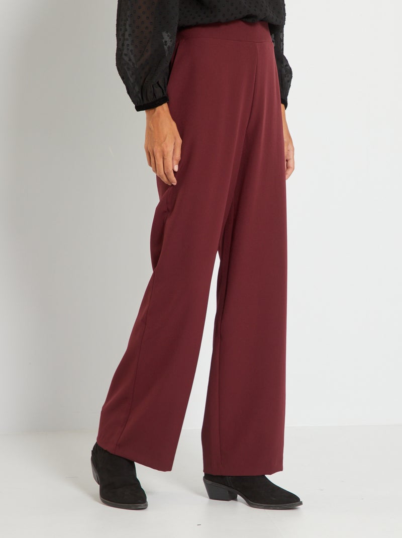 Pantalon large avec taille élastiquée Rouge - Kiabi