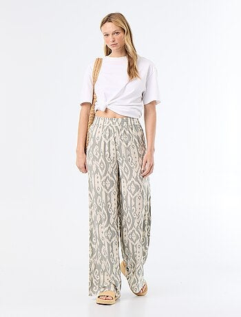 Pantalon large avec taille élastiquée