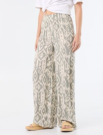 Pantalon large avec taille élastiquée
