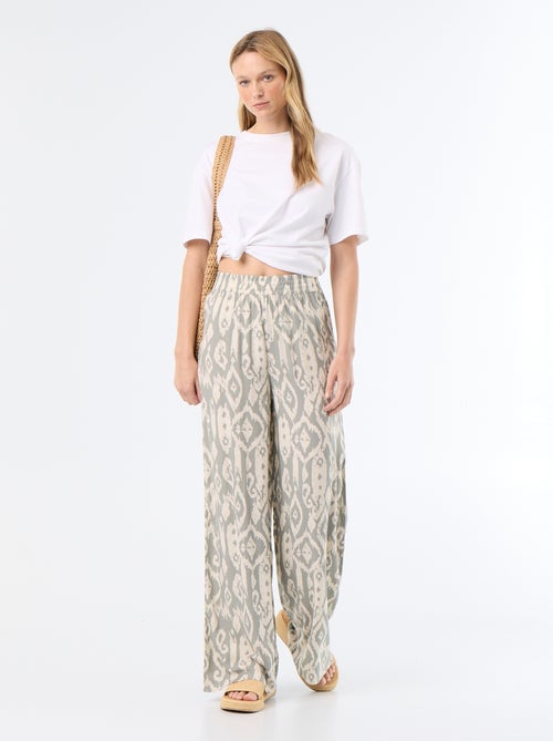 Pantalon large avec taille élastiquée - Kiabi