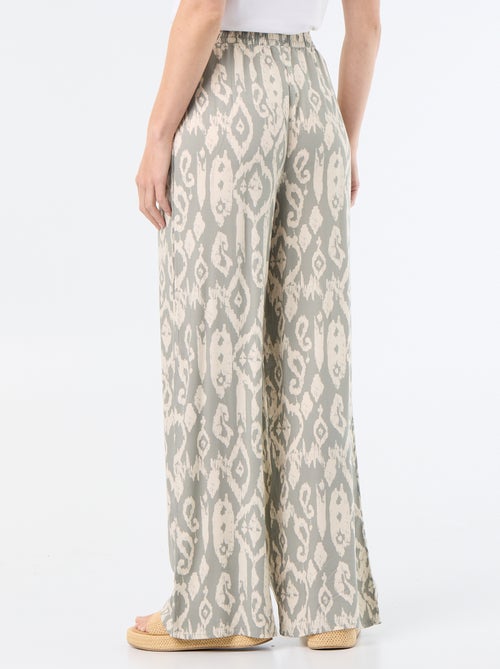 Pantalon large avec taille élastiquée - Kiabi
