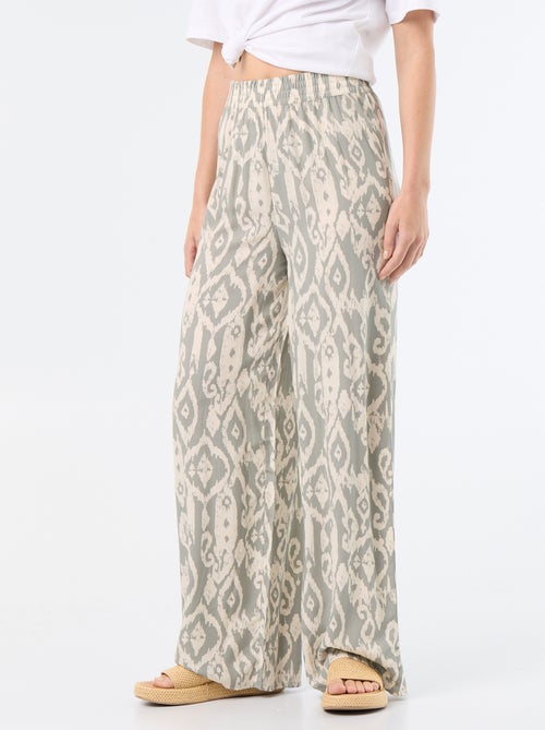 Pantalon large avec taille élastiquée - Kiabi