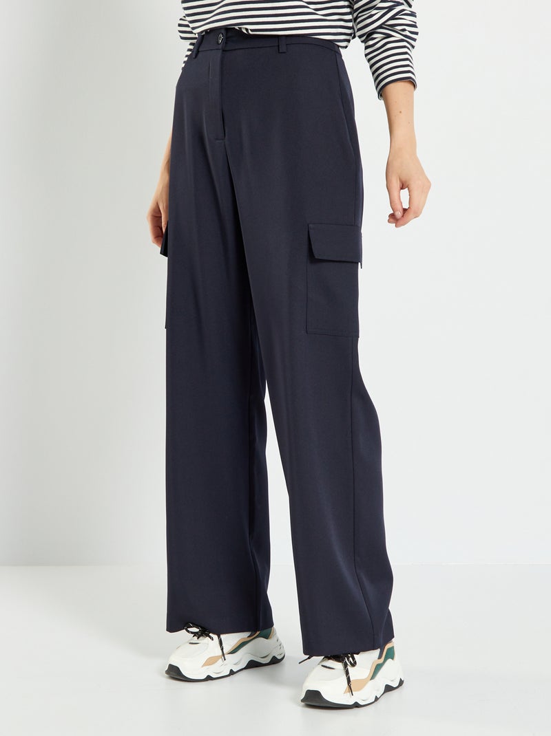 Pantalon large bleu marine - Kiabi