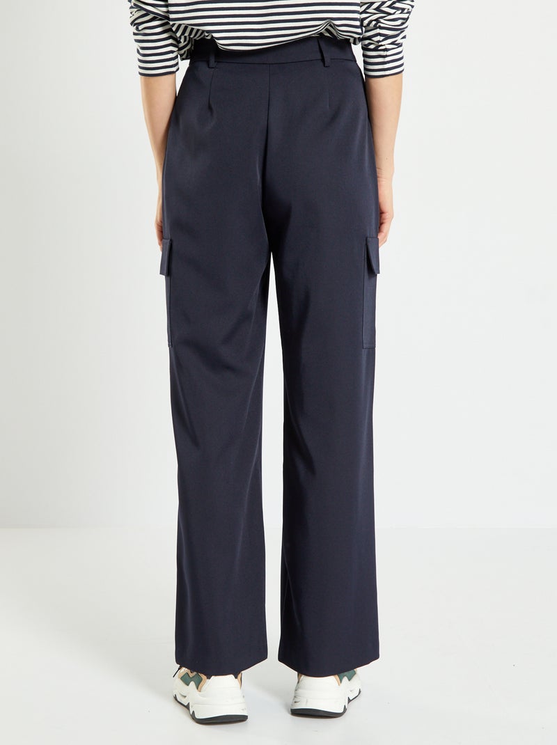 Pantalon large bleu marine - Kiabi