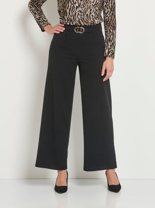 Pantalon large boucle métal à la taille