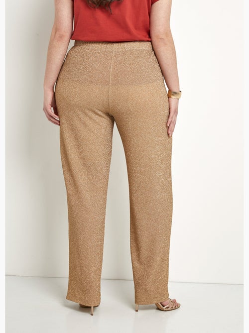 Pantalon large brillant doré ceinture élastiquée - Afibel - Kiabi Pantalon large brillant doré ceinture élastiquée - Afibel - Kiabi