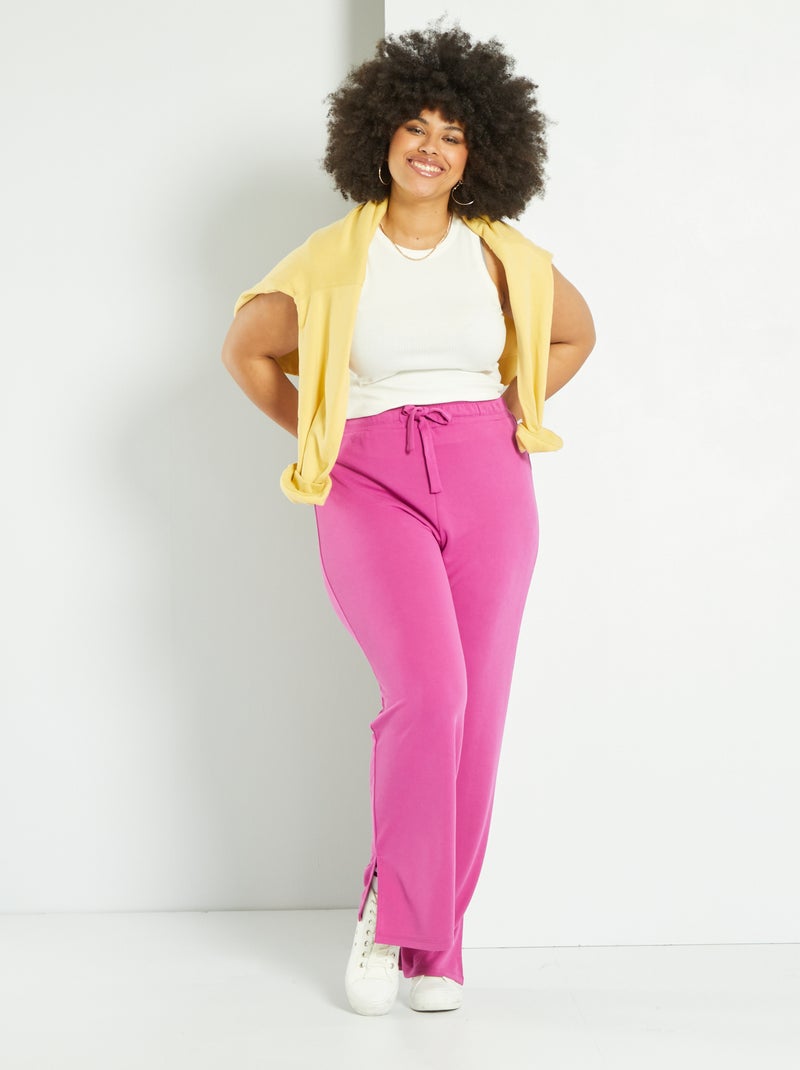 Pantalon large ceinture à nouer rose - Kiabi