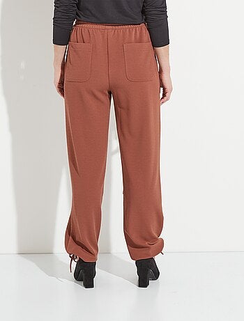 Pantalon large ceinture élastiquée maille crêpe unie - AFIBEL