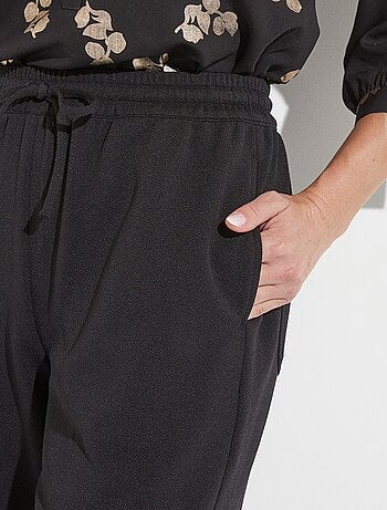 Pantalon large ceinture élastiquée maille crêpe unie - AFIBEL