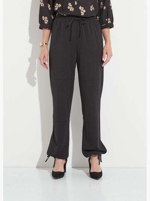 Pantalon large ceinture élastiquée maille crêpe unie - AFIBEL - Kiabi