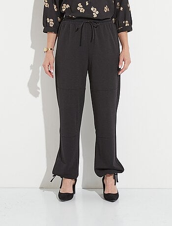 Pantalon large ceinture élastiquée maille crêpe unie