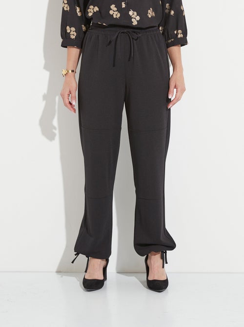 Pantalon large ceinture élastiquée maille crêpe unie - Kiabi