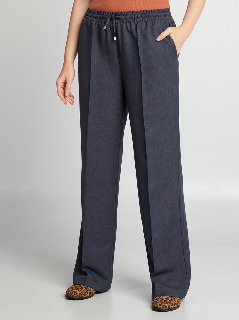 Pantalon large chambray Bleu chambray - Kiabi