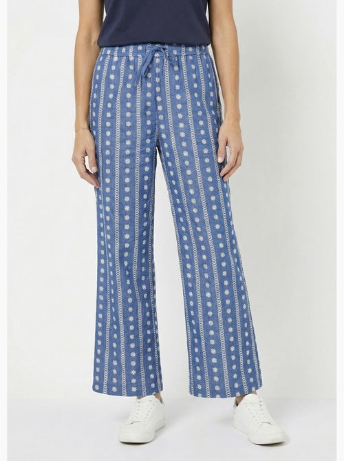 Pantalon large chambray, broderie anglaise - AFIBEL - Kiabi