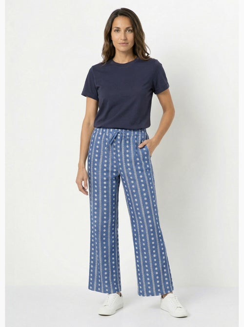 Pantalon large chambray, broderie anglaise - AFIBEL - Kiabi