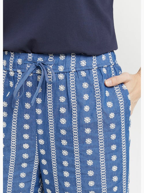 Pantalon large chambray, broderie anglaise - AFIBEL - Kiabi