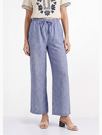Pantalon large chiné élastiqué avec lin - AFIBEL