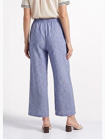 Pantalon large chiné élastiqué avec lin - AFIBEL