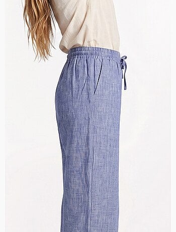 Pantalon large chiné élastiqué avec lin - AFIBEL