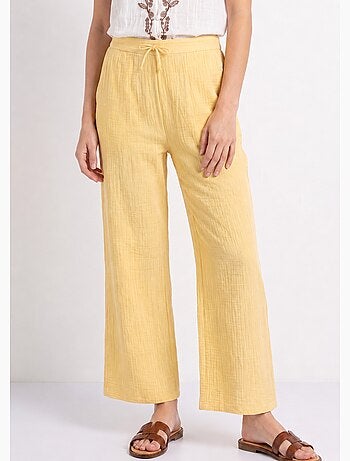 Pantalon large chiné élastiqué avec lin - AFIBEL