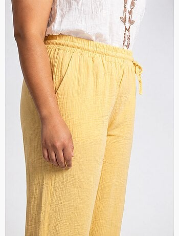 Pantalon large chiné élastiqué avec lin - AFIBEL
