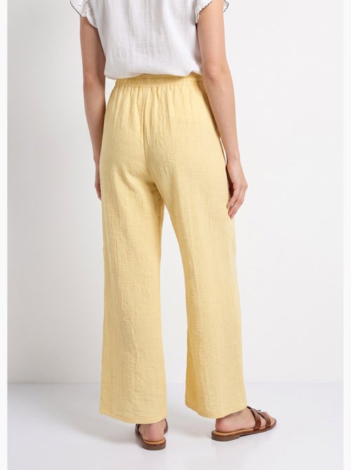 Pantalon large chiné élastiqué avec lin - AFIBEL - Kiabi