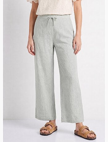 Pantalon large chiné élastiqué avec lin - AFIBEL