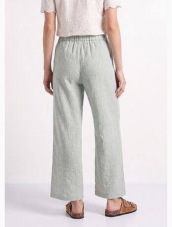 Pantalon large chiné élastiqué avec lin - AFIBEL