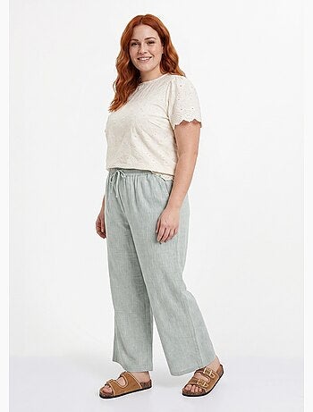 Pantalon large chiné élastiqué avec lin - AFIBEL