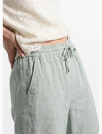 Pantalon large chiné élastiqué avec lin - AFIBEL